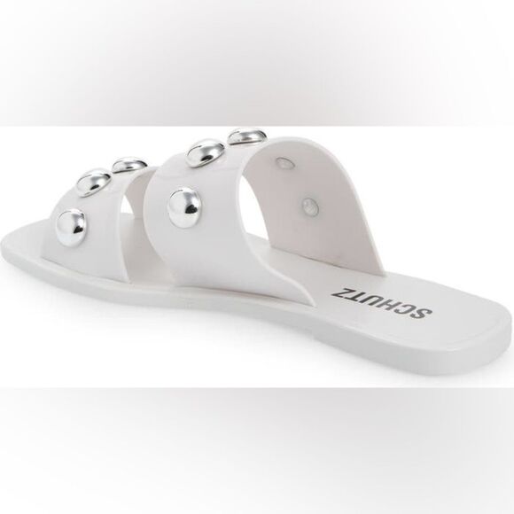 NWOB Schutz | Women’s White Silver Embellishment Lizzie Slide Sandal 8‎ - Picture 5 of 8